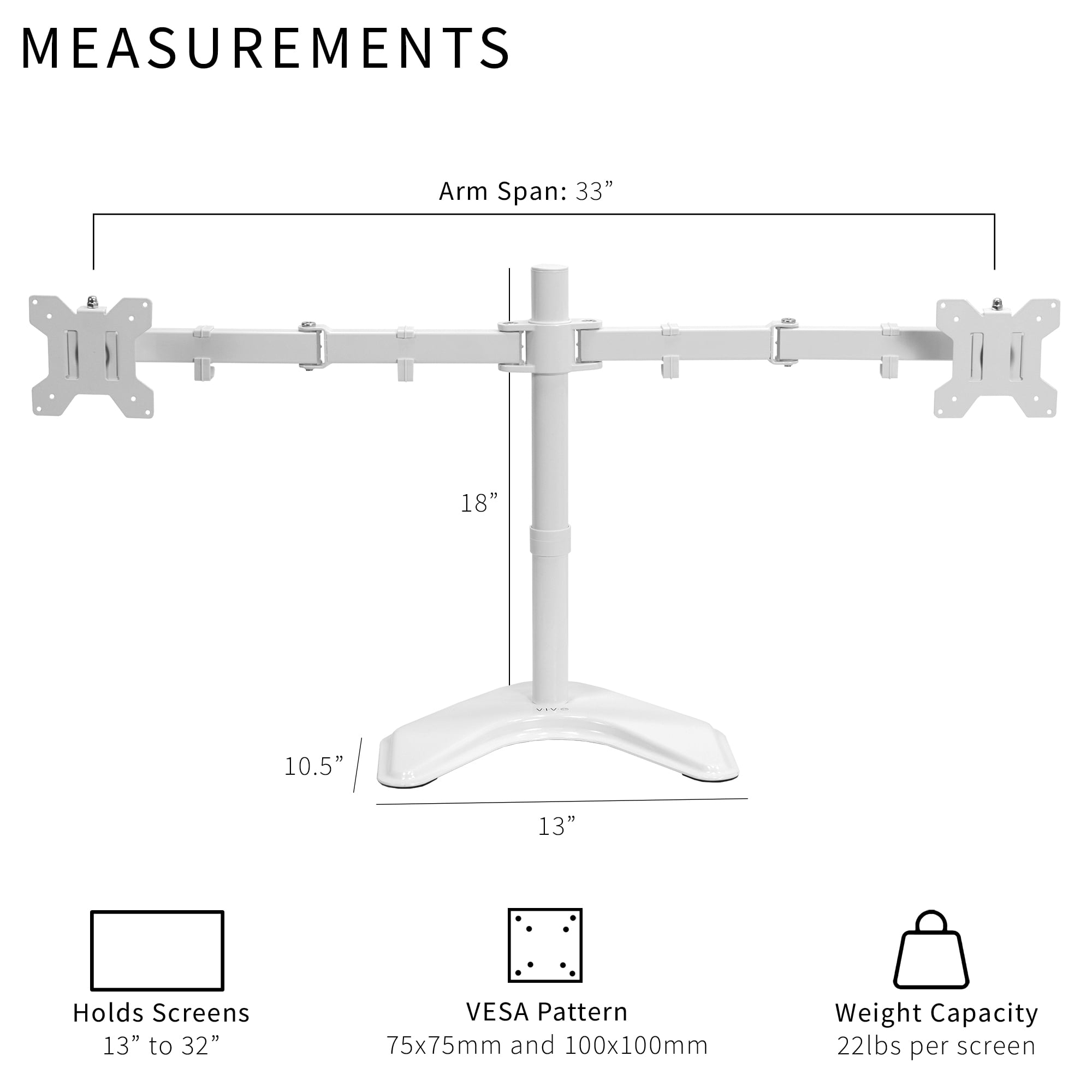 VIVO White Dual Monitor Articulating Desk Stand Mount, Fits Up to 32" Screens