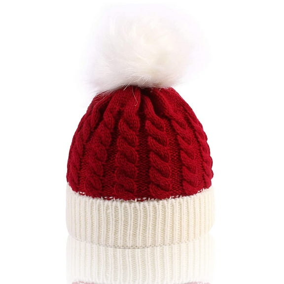 GRNSHTS Christmas Elf Knitted Hat for Baby, Children Toddler Boy Girl Xmas Beanie Pom Knit Warm Hat Age for 0 to 3 Years Old (Red)