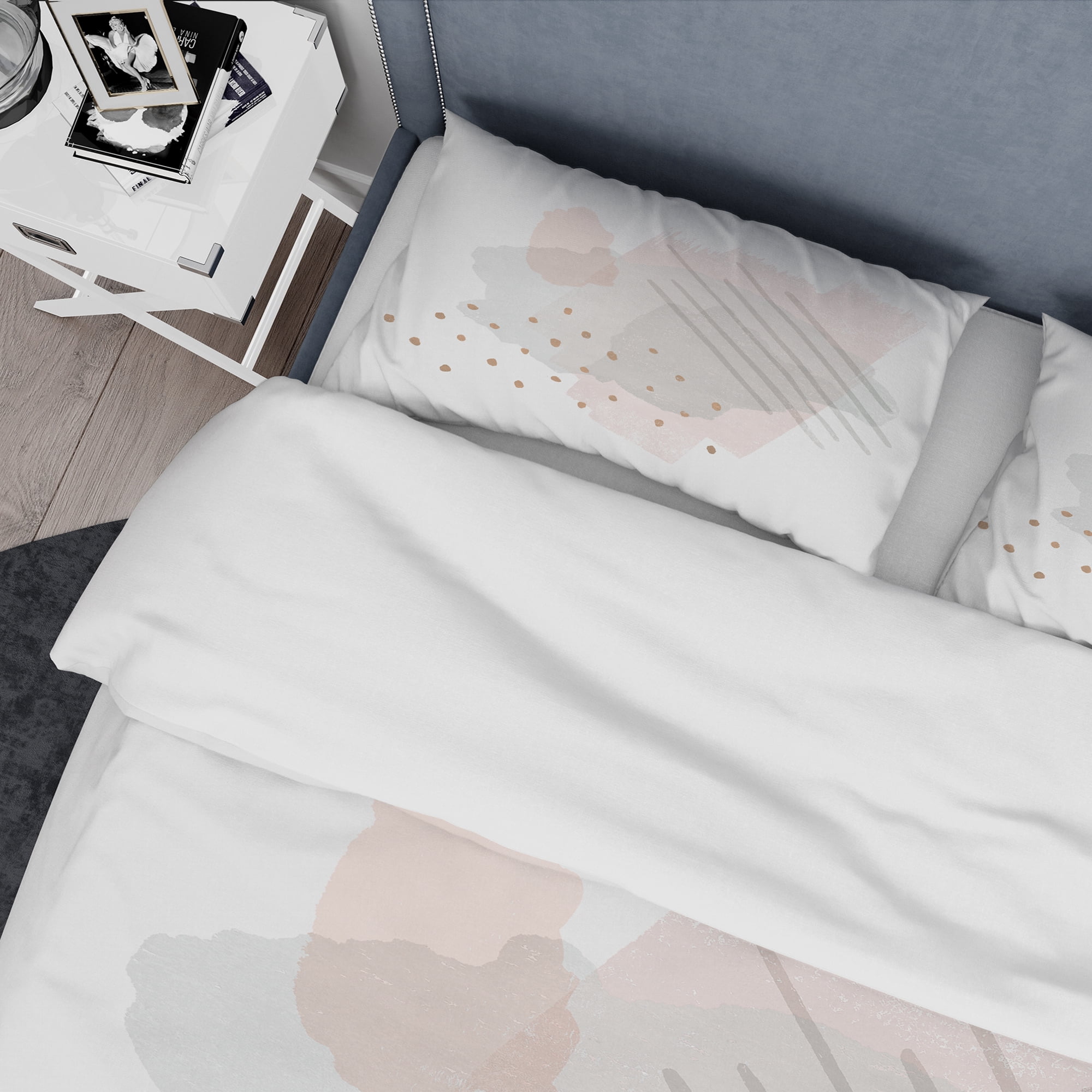 Designart 'Watercolor Minimal Blush I' Geometric Duvet Cover Set