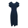 thumbnail image 4 of Summer Beach Dresses for Womens 2025 Plus Size Fashion Sleeveless V-Neck Solid Color Flying Sleeve Long Dress, 4 of 6