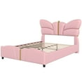 thumbnail image 2 of Christopher Knight Home Modern PU Upholstered Full Bed Frame with Butterfly Headboard, Wood Frame, Pink, 2 of 9