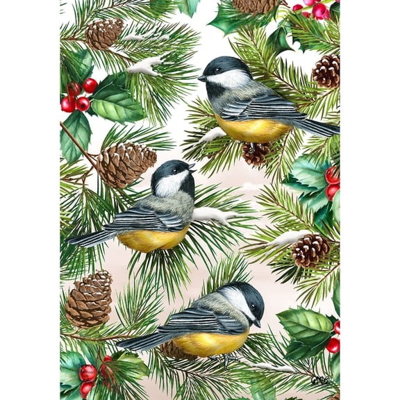 Briarwood Lane Winter Garden Flag 18x12.5 For Outdoor Winter Chickadees Garden Flag Flag For Winter Garden Flag Flags For Outside