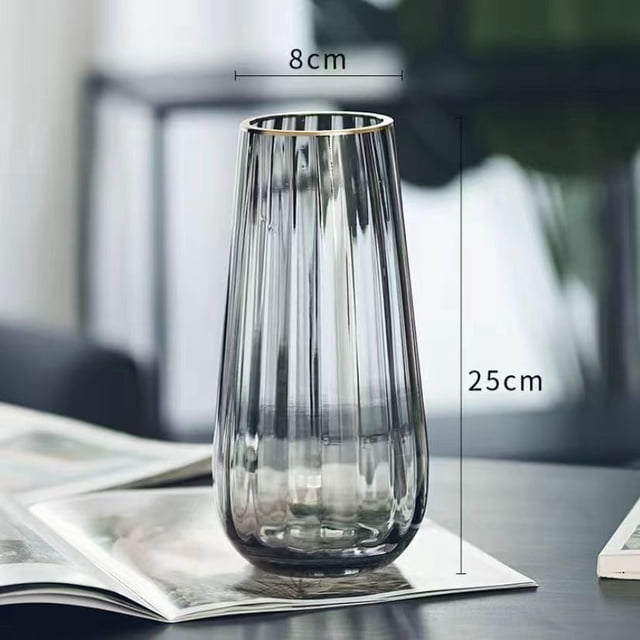 Jarrón de cristal de estilo nórdico con flores hidropónicas doradas transparentes, adornos florales para mesa de lirios