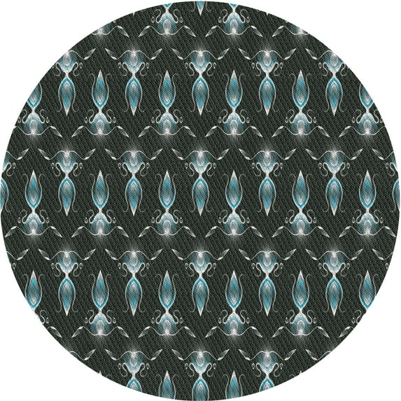 Ahgly Company Indoor Round Patterned Mid Gray Novelty Area Rugs, 6' Round