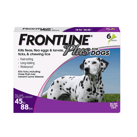 FRONTLINE Plus for Large Dogs (45-88 lbs) Flea and Tick Treatment, 6 Doses