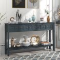 thumbnail image 2 of Rustic Entryway Console Table with 4 Drawers and Bottom Storage Shelf, Long, Narrow, Elegant Design Hallway Table with Wide Desktop, Solid Wood Sofa Table with Knobs & Square Legs, Navy, 2 of 7