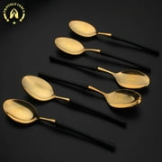 Proudlyindia Cutlery Set, Gold Cutlery Set, Modern Cutlery Set, Luxury Matte Brass 6-Piece Set, Artisan Flatware, Tableware Set, Brass Spoon,Flatware Set