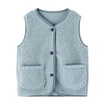 thumbnail image 2 of Boys Girls' Light Weight Puffer Vest Toddler Kids Boys Girls Solid Color Warm Waistcoat Thicken Button Coat With Pockets, 2 of 5