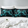thumbnail image 4 of Gamer Duvet Cover Twin Gaming Room Decor Bedding Set, Geometry Honeycomb Print Comforter Cover Modern Abstract Plaid Bedspread Cover 2 Pcs, Gamepad Controller Decor Bedding Reversible Teal, 4 of 5