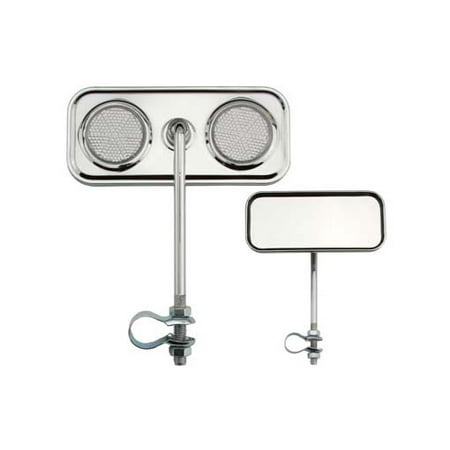 Two Rectangle Mirrors Chrome Clear Reflectors. Set of bike mirrors. Pair of bicycle mirrors. 2 bike