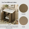 thumbnail image 6 of 30"Vintage Bathroom Vanity w/Ceramic Sink,Bathroom Vanity Cabinet w/Antique Pulls,Bathroom Storage Cabinet w/Rubber Wood Legs and Adjustable shelves,Antique Brown, 6 of 10