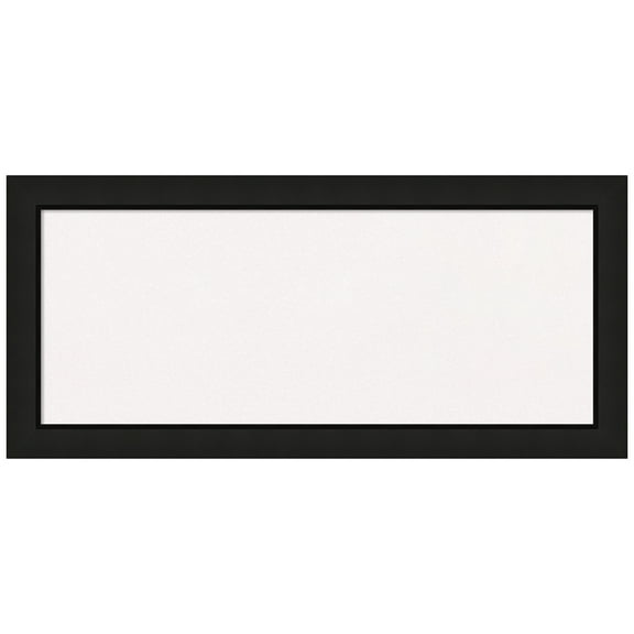 Amanti Art White Cork Board Wood Framed Midnight Black Narrow Bulletin Board 33 in. x 15 in.
