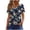 Blue, variant on Shirts for Women Short Sleeved Square Collar Pleated Printed T-shirt Navy XL