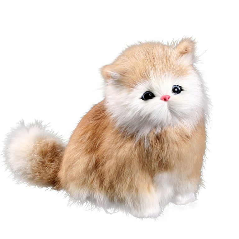 Biekopu Realistic Cat Stuffed Animal Toys Cute Simulation Cat ...