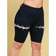 thumbnail image 1 of Cordones arriba dobladillo crudo más tamaño biker denim shorts Rosegal Pantalones cortos de talla grande, 1 of 5