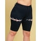 thumbnail image 1 of Cordones arriba dobladillo crudo más tamaño biker denim shorts Rosegal Pantalones cortos de talla grande, 1 of 5