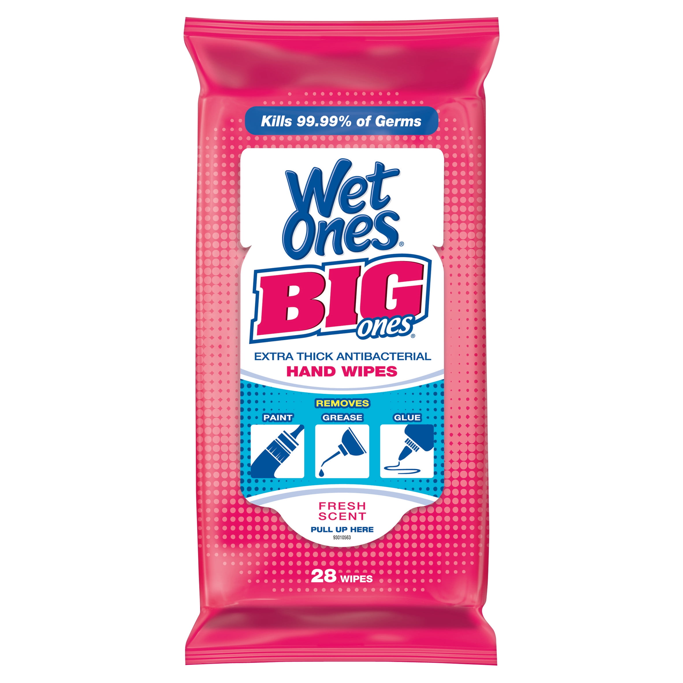 Wet Ones Big Ones Antibacterial Hand Wipes Travel Pack, Fresh, 24 Ct