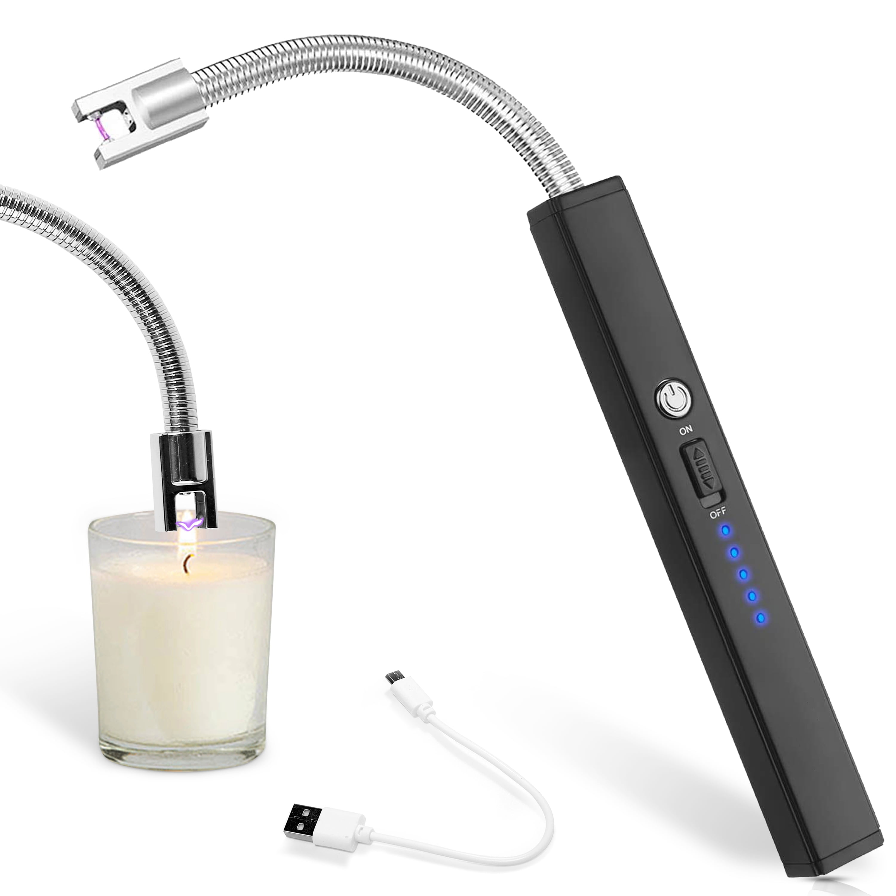 Tikysky Electric Candle Lighter, Long Neck Rechargeable Flameless ARC Lighter, Windproof Safe - Walmart.com