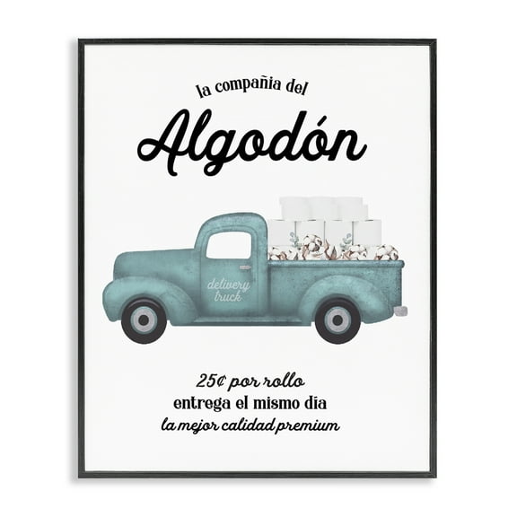 Stupell Industries Algodón Baño Camión Azul Bath & Laundry Painting Black Framed Art Print Wall Art, 11 x 14