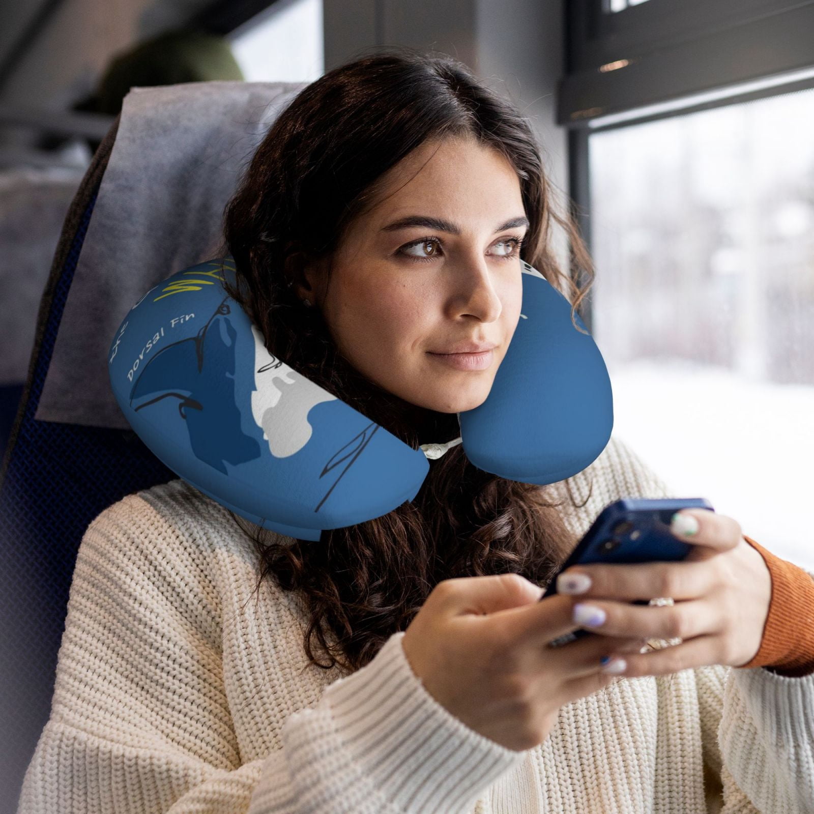 Xecao Great White Shark Print Memory Foam Cervical Neck Pillow Versatile U-Shaped Pillows for Home,Office,Camping,Travelling,Soft Washable Cover