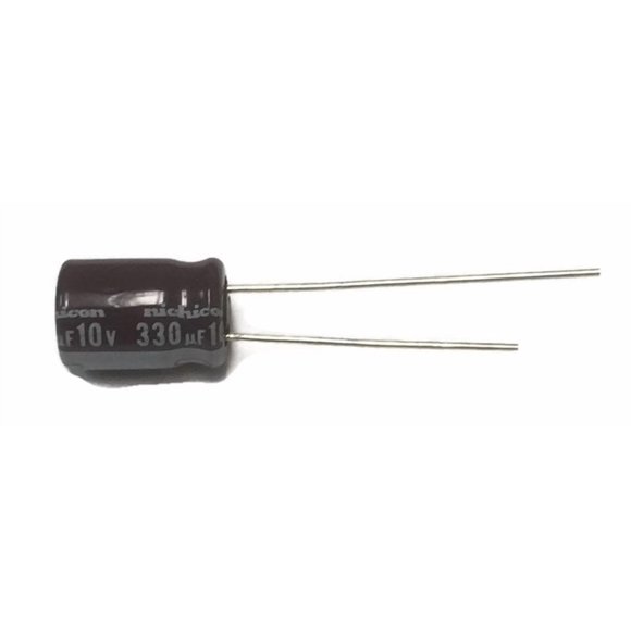 Set of 10, Nichicon 105°C Electrolytic Capacitor 330uF 10V (330 mfd 10V) 20% Radial, 5/16" x 7/16" (8x11mm)