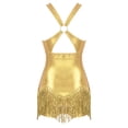 thumbnail image 4 of YUUMIN Women Latin Dance Costumes Sequin Fringe Dance Leotard Shiny Tassel Dress Jazz Ballroom Dance Gold M, 4 of 7