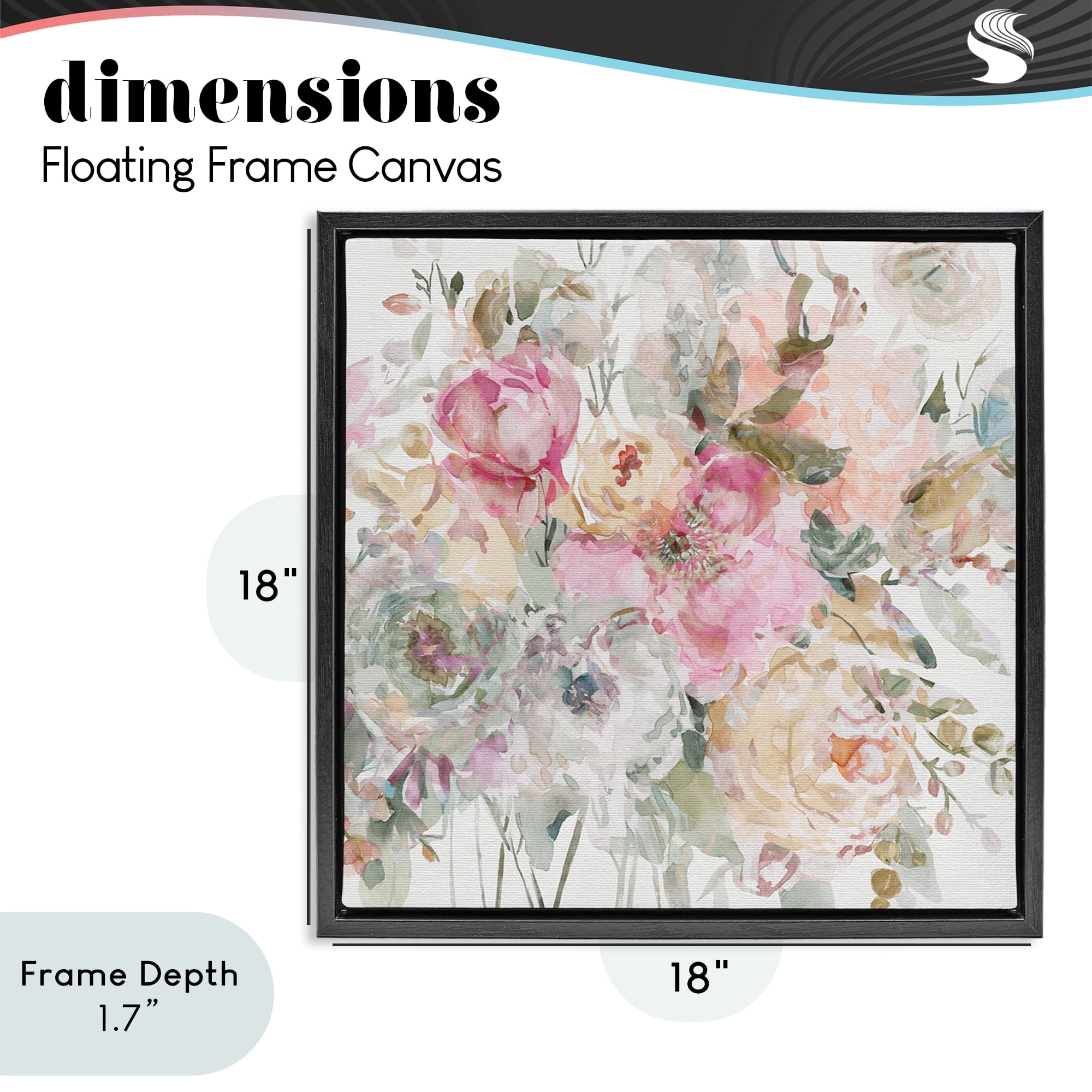 Stupell Industries Romantic Pastel Petals Black Framed Floater Canvas Wall Art, design by Carol Robinson