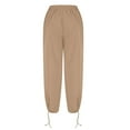 thumbnail image 6 of XFLWAM Women's Parachute Pants Drawstring Elastic Low Waist Ruched Cargo Pants Streetwear Windbreaker Pants Khaki M, 6 of 7