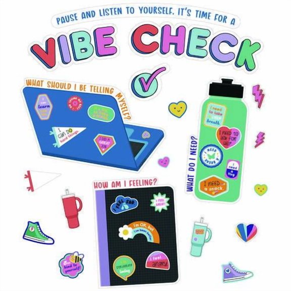 Decorative Bulletin Board Set, 51-Piece Set, We Stick Together: Vibe Check, 14.1" x 17.9", Multicolo | Bundle of 2