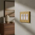 thumbnail image 5 of Rio Salto Gold 3 Light Switch Cover Plate Triple Rocker Decorator Paddle GFCI Decorative Brushed Brass Gold Metal Wall Plates — Imperial Collection, Midsize, 7.00" X 5.00, 5 of 9