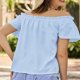 thumbnail image 4 of Camisas de Color Sólido para Mujeres Blusas de Hombro con Mangas Cortas Plisadas, Camisas de Verano Ligeras para Ocasional Y Fiesta, 4 of 7