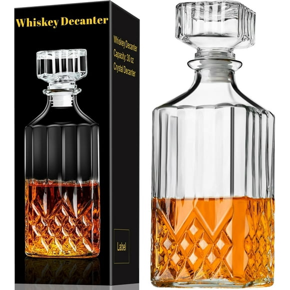 Whiskey Decanter, 30oz Decanters for Alcohol with Glass Stopper, Gift Boxed Bourbon Decanter, Whiskey Gifts for Men, Whiskey Decanter Sets for Men, Decanter for Whiskey, Bourbon