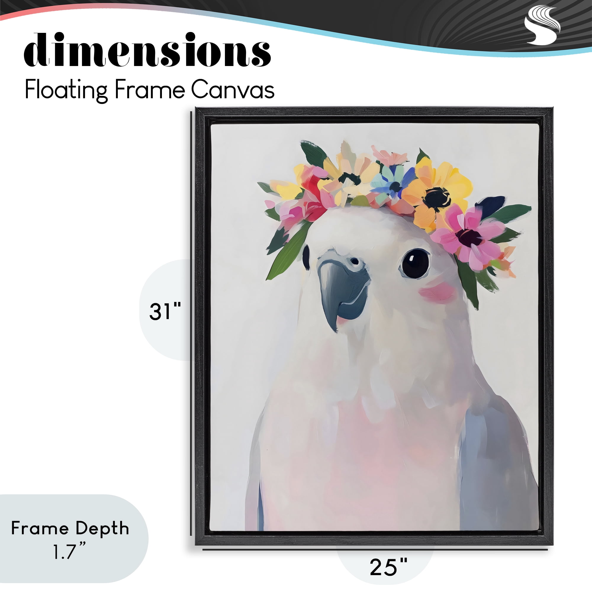Stupell Industries Flower Crown Dove Black Framed Floater Canvas Wall Art, design by The Prints Vibe