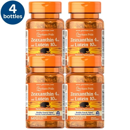 4 Pack - Puritan's Pride Zeaxanthin 4mg with Lutein 10mg Softgels, 60 Count