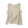 thumbnail image 2 of Linen Tank Tops for Women 2026 Spring Summer Casual Sleeveless Shirts Loose Lightweight Tops, Beige S, 2 of 8
