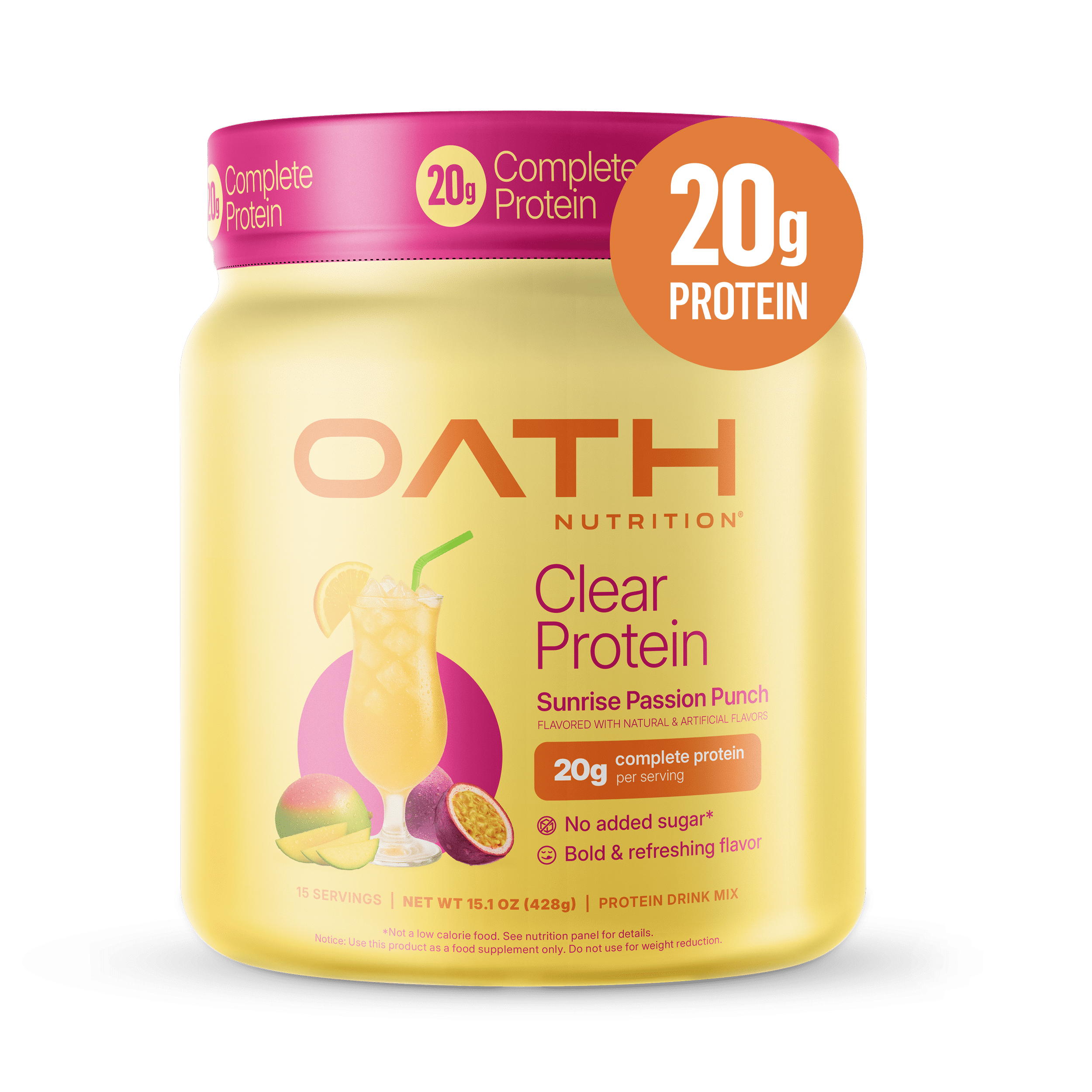 OATH Nutrition Clear Protein Sunrise Passion Punch 15 Servings