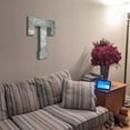 thumbnail image 5 of Huge 20" Metal Letter "T" Wall Decor, Silver with Rusted Edges, Galvanized Wall Mountable Decoration for Country, Mid-Century, or Farmhouse Themed Room or Event, 5 of 6