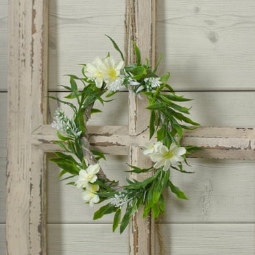 Northlight Mini Floral and Foliage Spring Wreath - 7" - Unlit - White