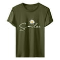 thumbnail image 5 of DondPO Women's T-Shirts Smilee Women's Letter Printed Shirt Short Sleeve Round Neck T Shirt Fashion top Lightweight Soft Casual Summer Clothing Clothes Shirts for Women Womens tops Green L, 5 of 5