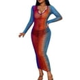 thumbnail image 3 of xiaxaixu Robe Ajustée pour Femmes, Dégradé de Couleur Col en U une Pièce, 3 of 9