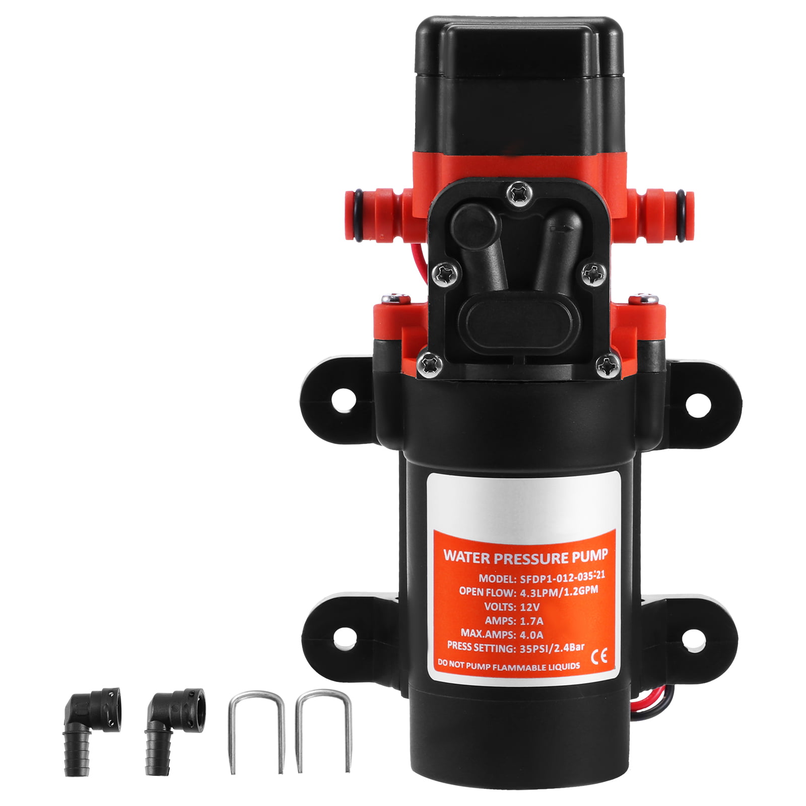 AC110V Self-priming Water Diaphragm Pump 35PSI Pressure Pump 3.3GPM Max For Wash 