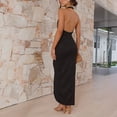 thumbnail image 6 of Women 2024 Summers Sleeveless Bodycon Dress Halters Neck Side Slit Wrap Ruched Maxi Dress Casual Party Cocktails Dress, 6 of 8