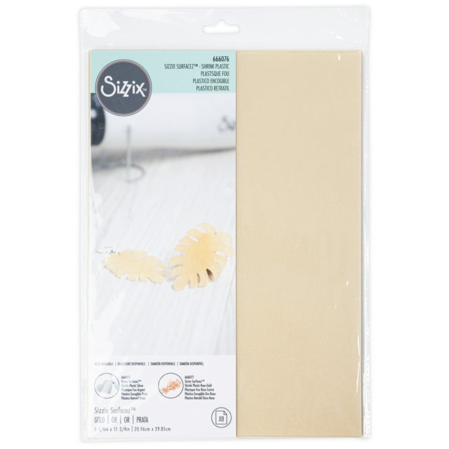 Sizzix Surfacez Plastique Rétractable Métallique 8/paquet-Or