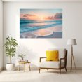 thumbnail image 3 of Pastel Sunset Wave Ocean Framed Canvas Wall Art, Soft Minimal Decor for Hallway Kitchen Bathroom Ready to Hang12"L x 8"W, 3 of 10
