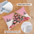 thumbnail image 4 of Set of 4 Christmas Pillow Covers 12x20 Inch Merry Christmas Pillow Cases Velvet Christmas Throw Pillow Covers Cute Pink Xmas Holiday Outdoor Couch Sofa Cushion Covers (Lumbar), 4 of 6