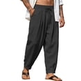 thumbnail image 2 of TANBOM Men's Loose Fit Cotton Casual Drawstring Pants, Black, 1-Pack, L, 2 of 8