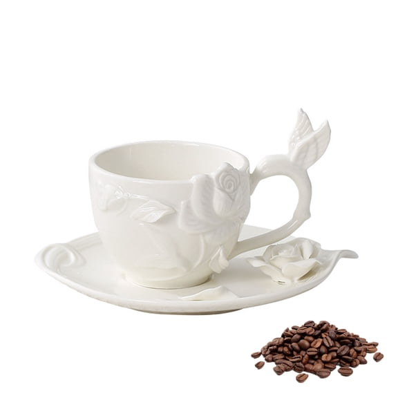 English Style Tea Cup, Ceramic Coffee Cup with Saucer, Handmade Milk Cup, Multifunctional Tea Cup Set for Coffee Tea Milk