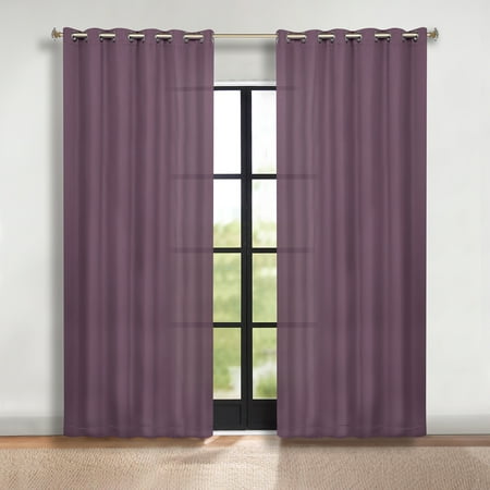 Superior Solid Blackout Curtain Panel, Set of 2, 12 Grommet Curtains 70" W x 108" L, Wisteria