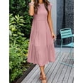 thumbnail image 3 of Dresses for Women Summer Flutter Short Sleeve Fashion Women Flowy Dresses Casual Smocked Elastic Waist Tiered Midi Dresses Alsol Lamesa, 3 of 6