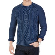 Nautica NEW Navy Blue Cable Knit Elbow Patch Mens Size 2XL Crewneck Sweater $168